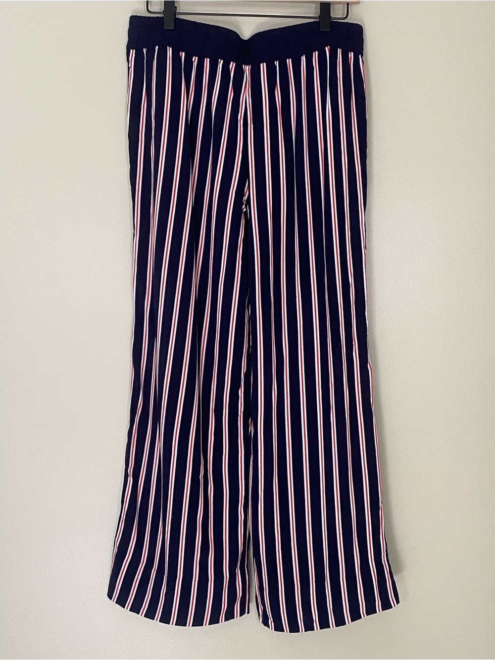 Cynthia Rowley Classic Striped Wide Leg Pants Nautical Dark Navy Red White Large - Picture 2 of 11